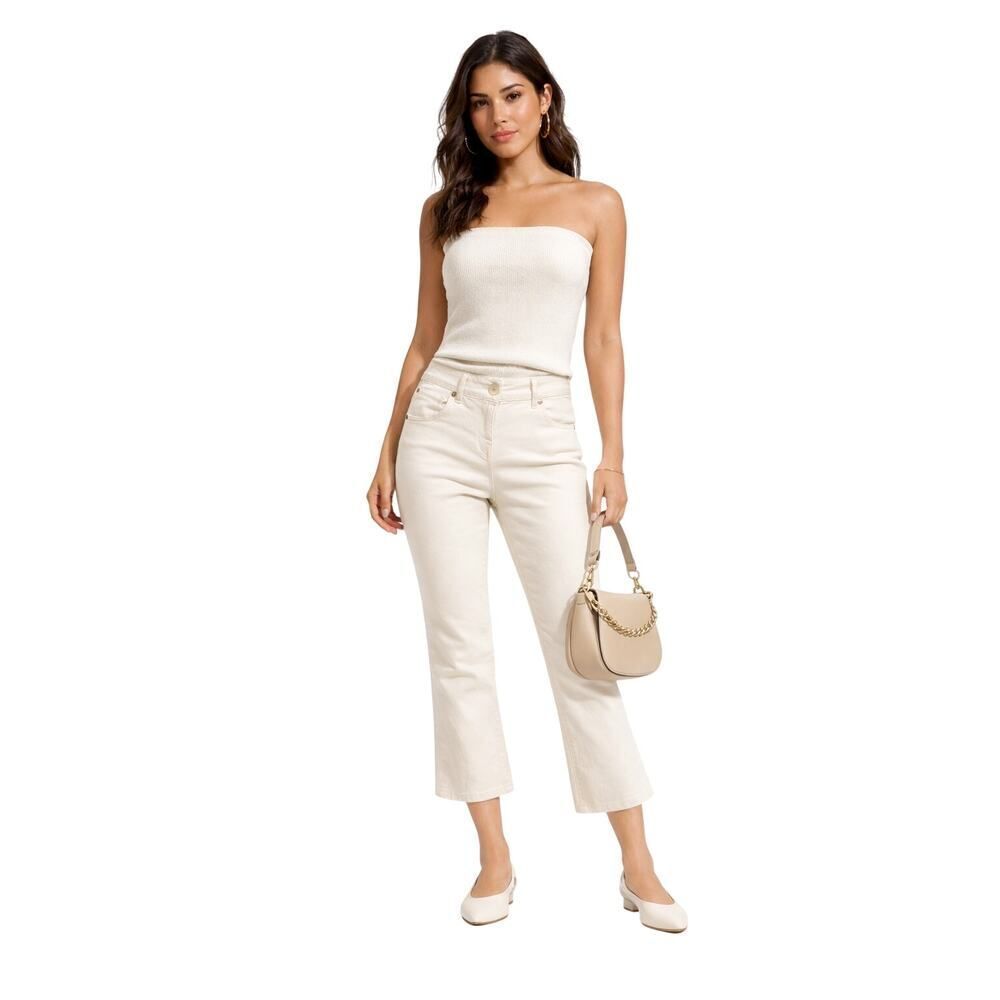 BRUNELLO CUCINELLI Women's Cropped Kicked Flare Skinny Denim Jeans White Size 2